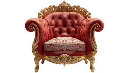 Baroque Red Armchair Gold Velvet Luxury, Classic Room Decor.