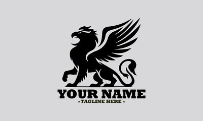 griffin engrave logo icon design illustration, griffin vector illustration art and logo background griffin design