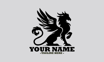 griffin engrave logo icon design illustration, griffin vector illustration art and logo background griffin design