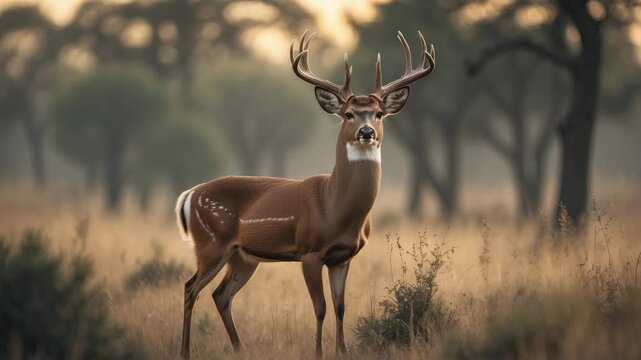 White-tailed Deer Male Buck with Antlers