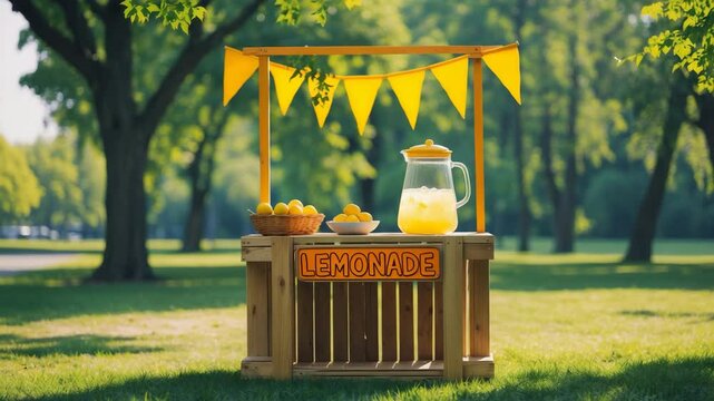 Wooden lemonade stand in the park
