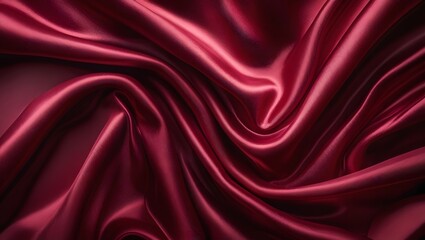 Fototapeta premium Vibrant Red Silky Fabric with Elegant Folds and Textures