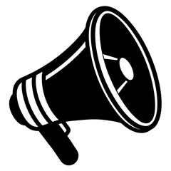 Isolated on white, a red megaphone icon communicates a loud announcement