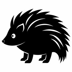 Black Porcupine Vector Graphic