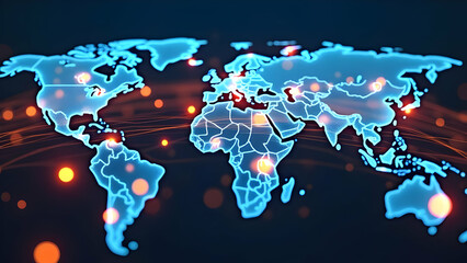 Real-Time Logistics: Animated Containers on Illuminated Global Trade Lines