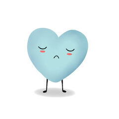 Blue Heart Feeling a Little Down cartoon clip art 