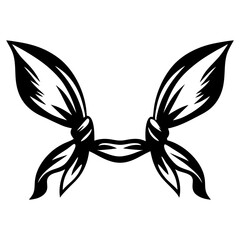 Elegant black and white bandana or headscarf illustration for decorative purposes