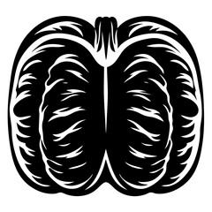 Bold abstract vector illustration of a halved orange with unique segments