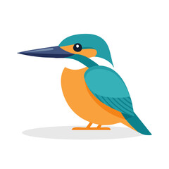 kingfisher Vector Illustration, Cute bird Character for decor and icon.