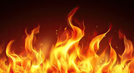 Fototapeta premium Fiery inferno, intense orange and yellow flames against a dark background