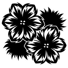 Abstract Floral Design with Sharp Petals in Bold Black and White