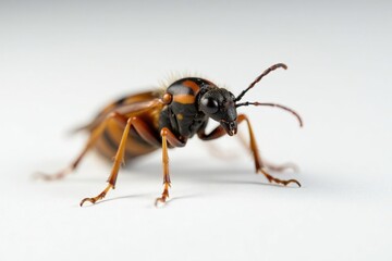 Close-up of a single insect on pure white background, green, brown, biology