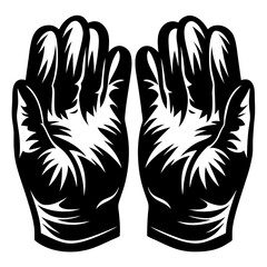 Two Hands Up Illustration in a Bold Black and White Design