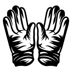 Stylized Vector Illustration of Two Hands Reaching Upwards in Black and White