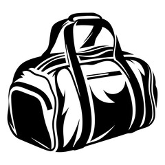 Black and white vector illustration of a generic sport duffel bag