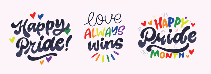 Funny hand drawn lettering about love. Pride month, trans love.