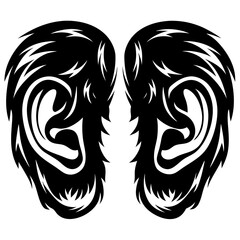 Abstract symmetrical design of two ears with tribal ornamental elements