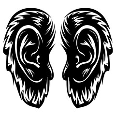 Tribal tattoo design featuring two stylized faces in black and white art