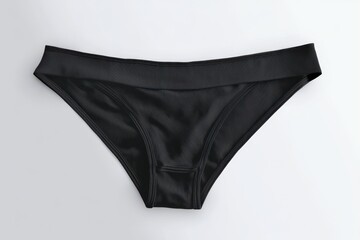 Elegant black women's briefs showcased on a pristine white backdrop, minimal design.