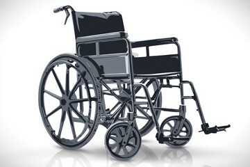 Fototapeta premium A sleek, modern wheelchair designed for mobility and comfort, featuring large wheels and a minimalist aesthetic.