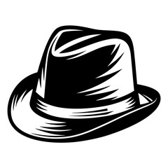 A classic fedora hat in bold black and white silhouette design
