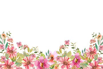 Watercolor flowers background vector for design.