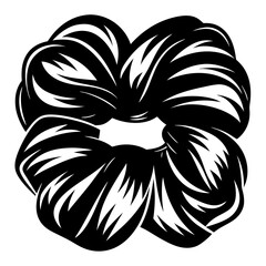 Stylized Black and White Scrunchie Illustration for Graphic Design Projects