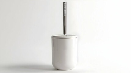 Fototapeta premium Toilet Brush Modern White and Silver Bathroom Accessory Cleanliness Hygiene Equipment Minimalist Design Home Fixture Essential Item for Restroom