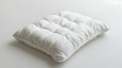 Obraz premium White Cushioned Pillow Quilted Square on Clean Surface Minimalist Interior Design Home Decor Comfort Soft Square Seat Cushion