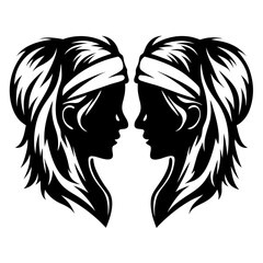 Two Silhouetted Faces Facing Each Other, a Symbol of Gemini Zodiac Sign