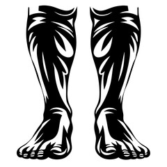 Tribal Leg and Foot Tattoo Design, Bold Black and White Graphic