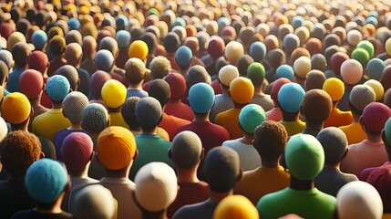 Fototapeta premium Diverse Crowd of People Viewed from Above High Quality Photo Perspective
