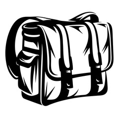 A Black and White Illustration of a Messenger Bag with Adjustable Straps