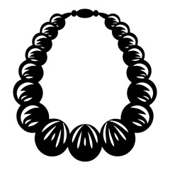 Elegant Black and White Beaded Necklace with Floral Design Element Illustration