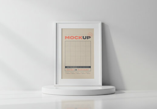 All White Vertical Poster Mockup