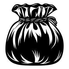 A Mysterious Sack of Holding with Rope Tie Illustration in Black