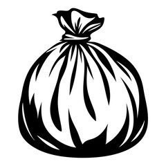 A Black and White Graphic of a Tied Sack or Bag Shape