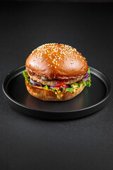 Fresh and delicious burger with fries