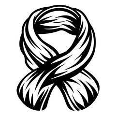 Stylized Black and White Awareness Ribbon Design on White Background Illustration