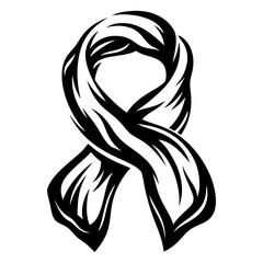 Monochrome awareness ribbon illustration in bold, decorative style for social causes