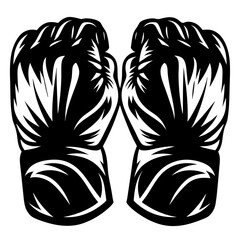 Powerful boxing gloves in a black and white vector illustration design