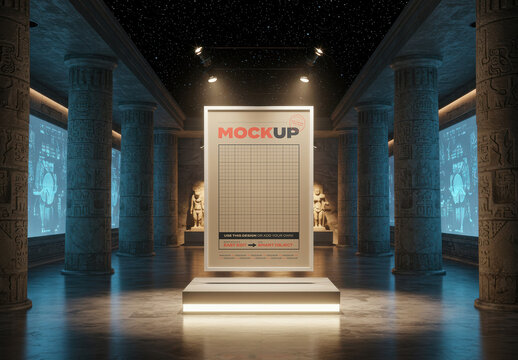 Egypt Temple Museum Vertical Poster Frame Mockup