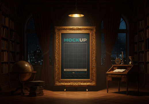 Elegant Vertical Frame Poster Mockup on Cozy Light Studio