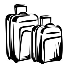 Stylized Black and White Illustration of Two Suitcases for Travel Purposes
