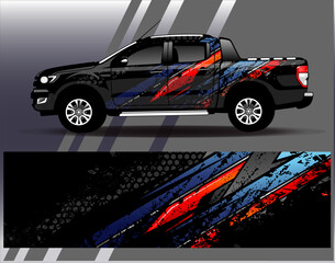 Car wrap design vector. Graphic abstract stripe racing background designs for vehicle, rally, race, adventure and car racing livery	
