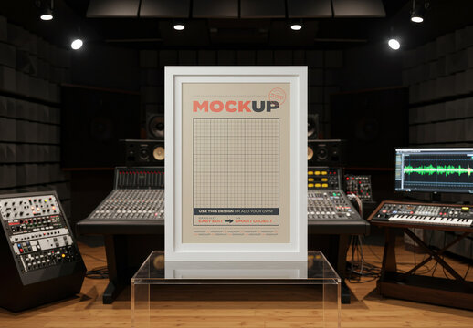 Frame Poster Mockup on Music Sound Studio