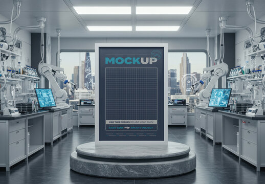 Frame Poster Mockup Standing on Lab