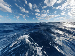 Calm ocean horizon with soft waves, and no people or objects visible.

