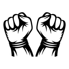 Two Fists Raised High in Solidarity and Protest Against Injustice