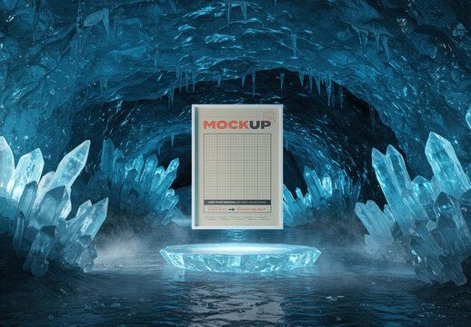 Ice Crystals Place with Poster Frame Mockup